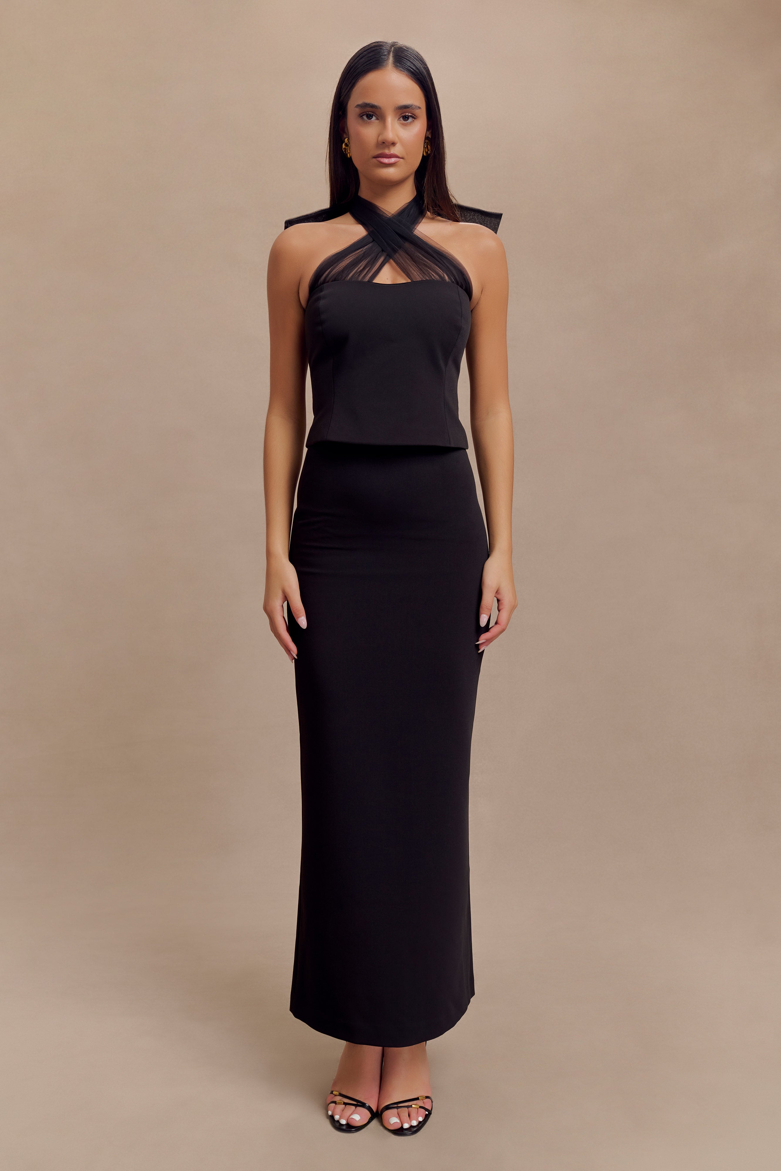 Maryam Tulle Bow Top - Black