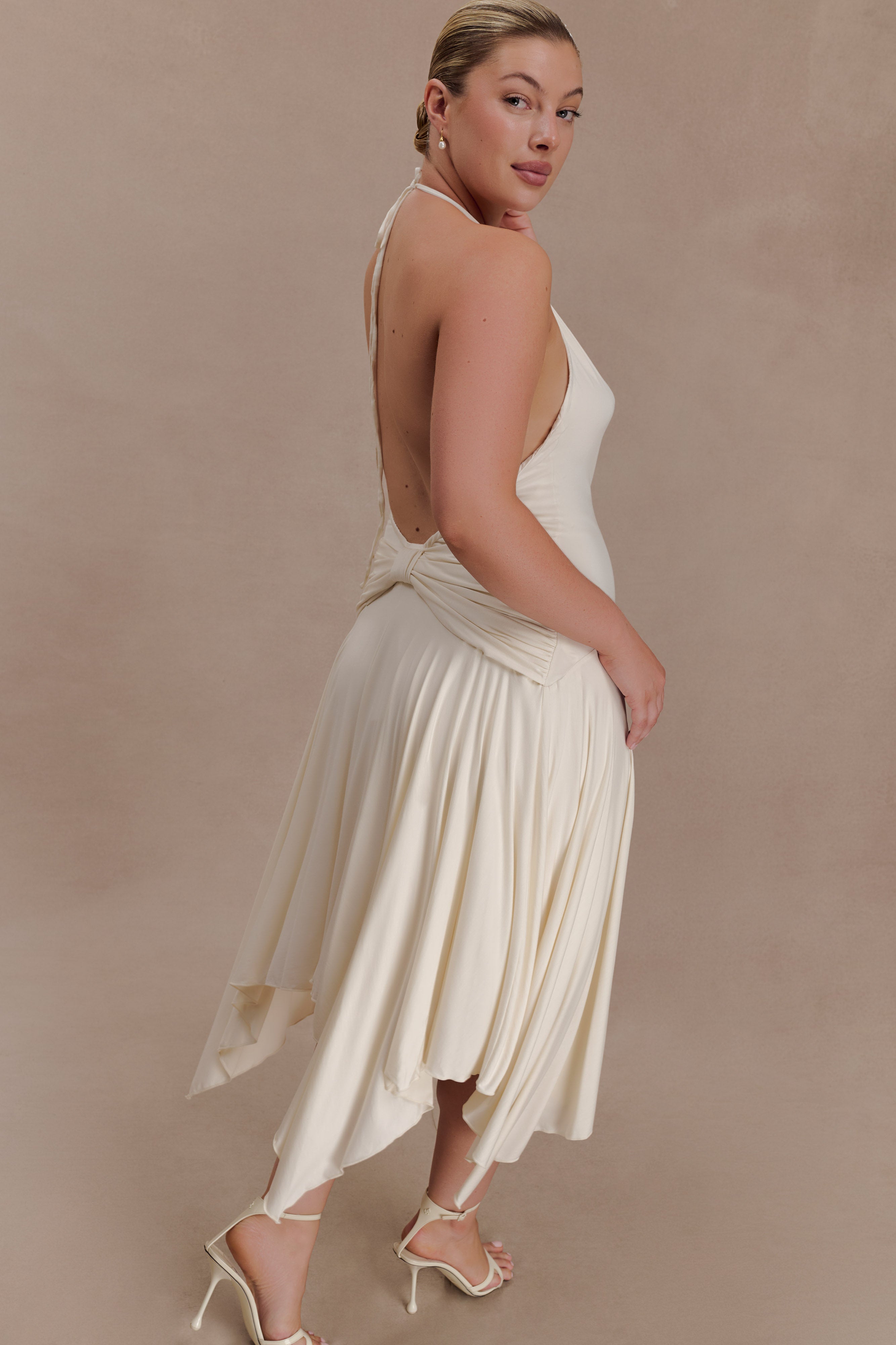 Sylvie Modal Hankie Midi Dress - Ivory